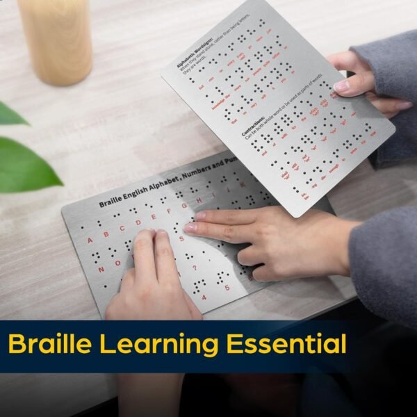 Braille Alphabet & Words Board with Sturdy Raised Dots, Braille Learning Tool for Braille Beginners - Image 4