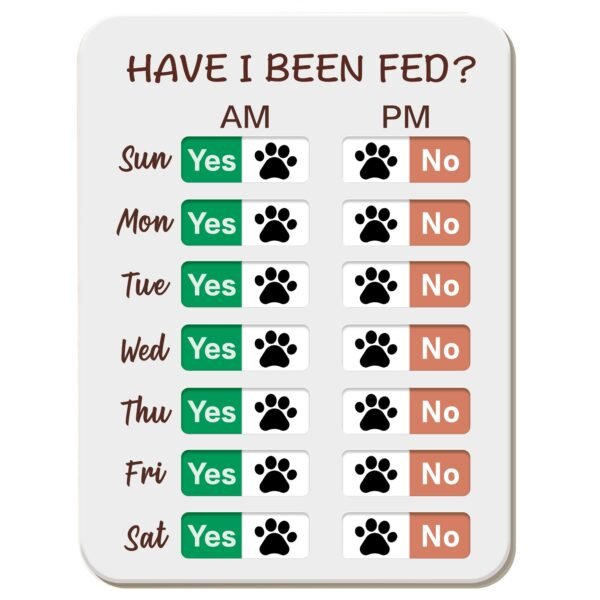 Dog Feeding Reminder, Dog Fed Sign Tracker -Daily Am/Pm Chart Slider Sign for Pet Feeding and Pill Reminder, Easy to Use On Fridge Or Wall with Adhesive and Magnet,Pet Supplies