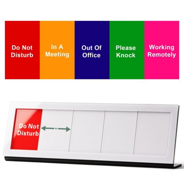 Do Not Disturb Desk Sign with 5 Options – Privacy Sign, Please Knock, In a Meeting, Working Remotely, Out of Office – Desk Signs for Office and Home