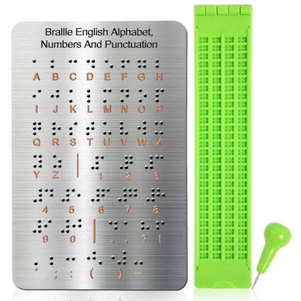 Braille Alphabet Board Writing Kits with Braille Blate and Stylus,Braille Learning kit,Braille Learning for Beginners,Blind Children, Adults,Education Gifts