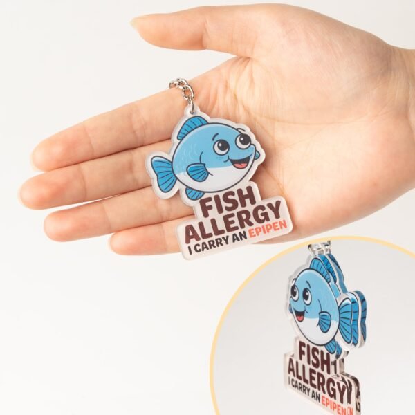 Allergy Keychain Set for Kids – 2-Pack Medical Alert Keychains with Epipen & Inhaler Inside Tags, Asthmatic, Fish, Milk, Nut, Peanut Variants - Image 3