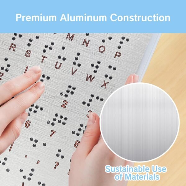 Braille for Beginners Alphabet Board with Raised Dots Learning Cards for Kids Blind Children Display Board, Braille Letter Stickers Books Keyboard Teaching Aid Education Gift (7.25 * 4.7 Inches) - Image 3