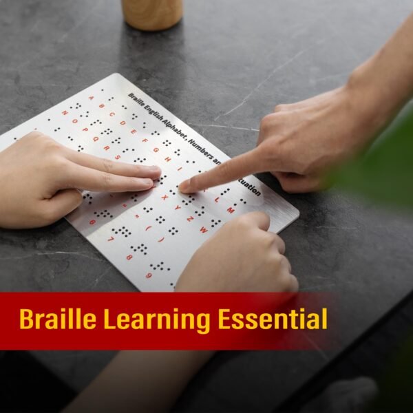 2PK Braille Alphabet Board - Raised Dots for Braille Beginners, Sturdy Aluminum Braille Learning Tool with Letters, Numbers & Contractions (Patent Pending) - Image 4