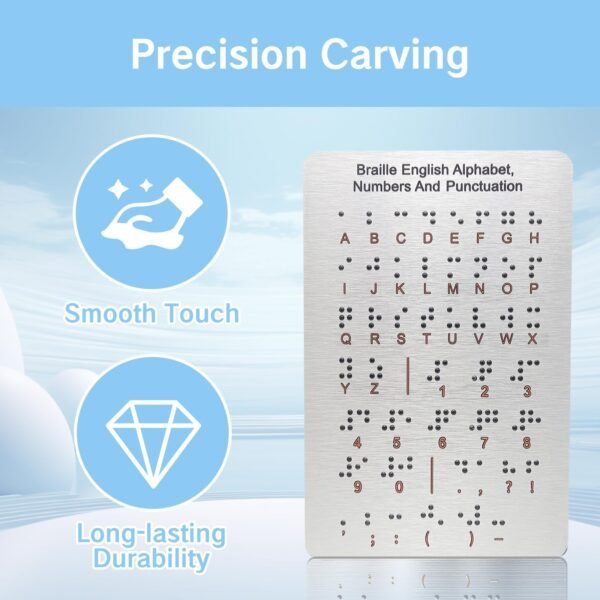 Braille for Beginners Alphabet Board with Raised Dots Learning Cards for Kids Blind Children Display Board, Braille Letter Stickers Books Keyboard Teaching Aid Education Gift (7.25 * 4.7 Inches) - Image 4