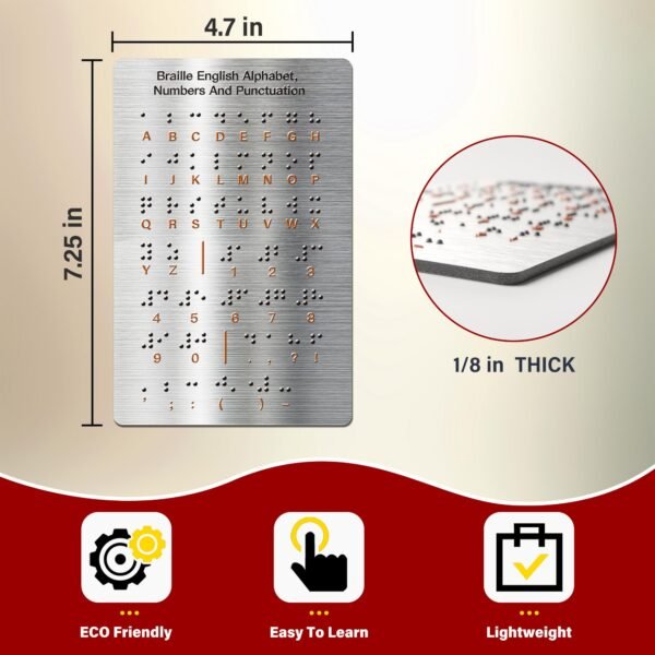 Braille Alphabet Board, a Learning Tool for Braille Beginners, Braille Teaching aids, Braille Learning Tools with Letters, Numbers, and Symbols. - Image 5