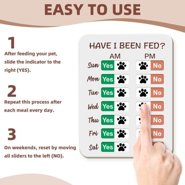 Dog Feeding Reminder, Dog Fed Sign Tracker -Daily Am/Pm Chart Slider Sign for Pet Feeding and Pill Reminder, Easy to Use On Fridge Or Wall with Adhesive and Magnet,Pet Supplies - Image 5