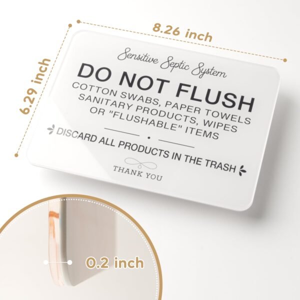 Do Not Flush Sign – Flush Only Toilet Paper Sign – Bathroom Signs for Airbnb, Hotels, Business, and Home Restrooms Self-Adhesive Acrylic Sign for Toilets in Business and Home - Image 5