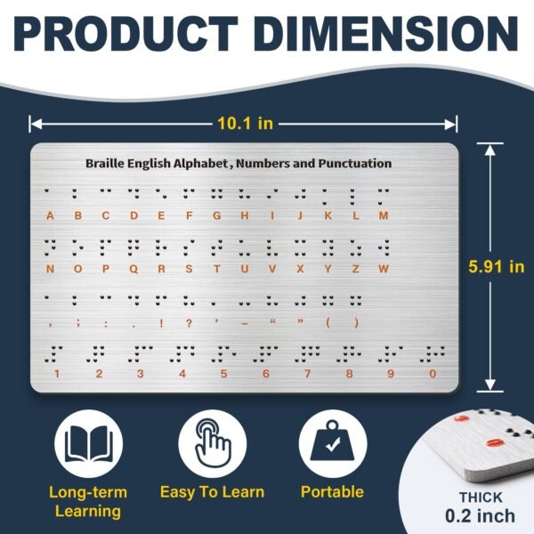 Braille Alphabet & Words Board with Sturdy Raised Dots, Braille Learning Tool for Braille Beginners (Patent Pending) - Image 6