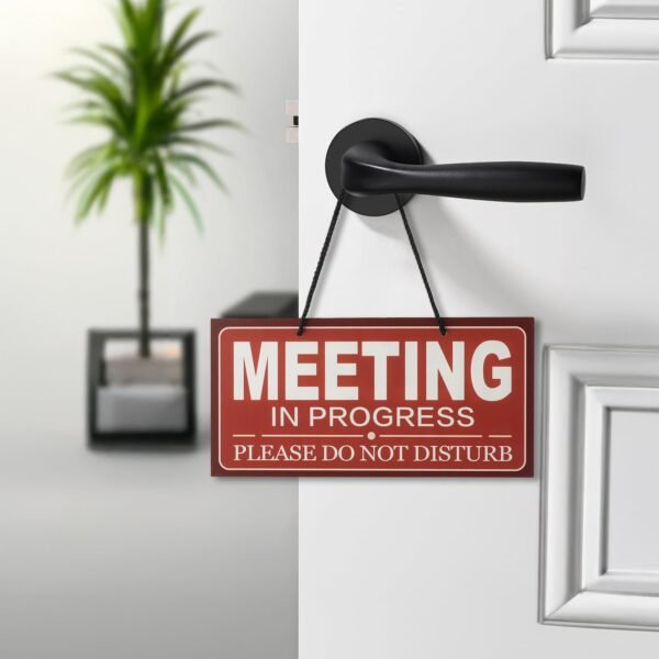 Double-Sided Office Door Hanger Sign, Acrylic Welcome Please Come In, Meeting In Progress Please Do Not Disturb, Red/Green and Wood Grain Options - Image 6