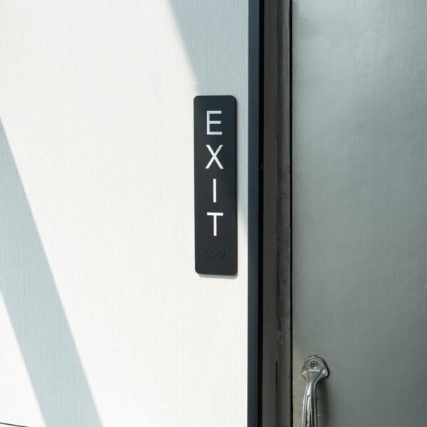 Exit Sign with Braille, ADA Compliant Emergency Exit Signs for Office Room, Indoor and Outdoor Exit Stickers Easy Installation, Black Exit Sign Vertical - Image 6