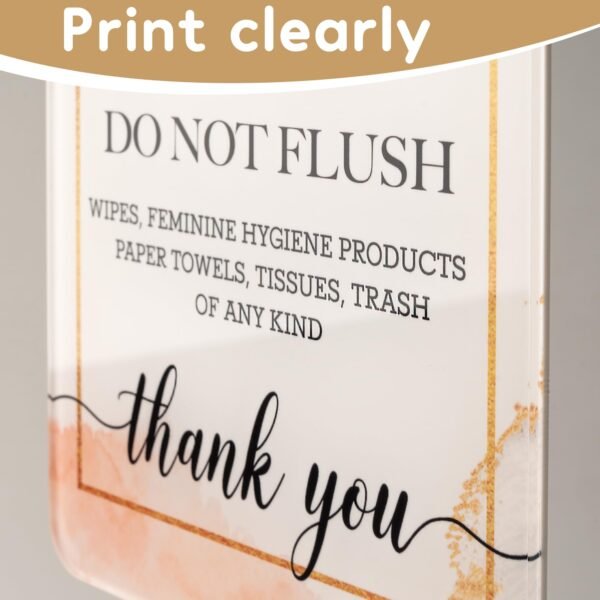 Do Not Flush Sign – Flush Only Toilet Paper Sign – Bathroom Signs for Airbnb, Hotels, Business, and Home Restrooms Self-Adhesive Acrylic Sign for Toilets in Business and Home - Image 7