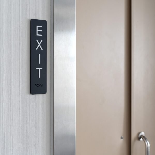 Exit Sign with Braille, ADA Compliant Emergency Exit Signs for Office Room, Indoor and Outdoor Exit Stickers Easy Installation, Black Exit Sign Vertical - Image 7