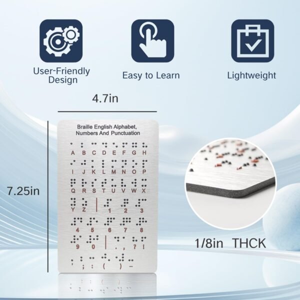 Braille for Beginners Alphabet Board with Raised Dots Learning Cards for Kids Blind Children Display Board, Braille Letter Stickers Books Keyboard Teaching Aid Education Gift (7.25 * 4.7 Inches) - Image 7