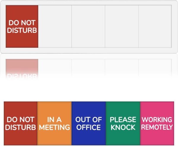 1 Pcs Office Door Signs Sliding 5 Statuses Plaques - Not Disturb, Please Knock, Out of Office, In a Meeting, Working Remotely - Suitable for Wall Window Let Others Know Whether You're Available Or Not - Image 9