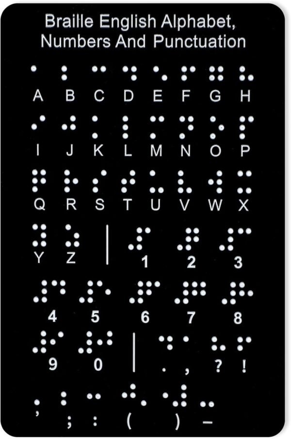 Braille Alphabet Board with Raised Dots, Numbers & Punctuation Learning Braille for Beginners Education Gifts Braille Teaching Aids Tools for Kids Adults Blind Visually Impaired (7.5 x 5 Inch)