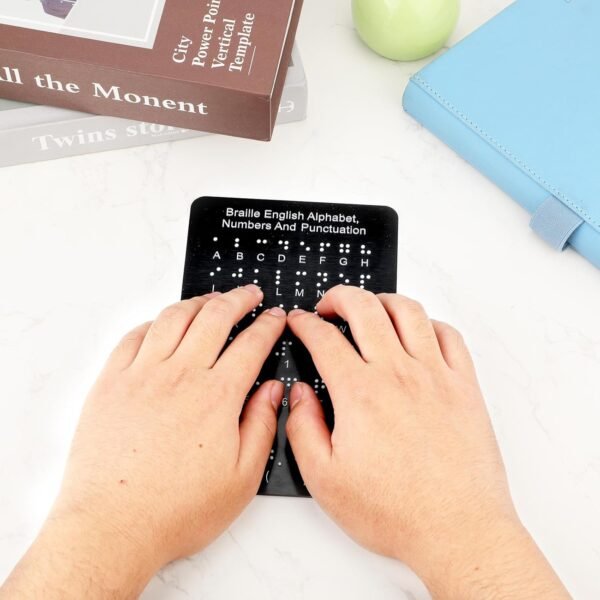 Braille Alphabet Board with Raised Dots, Numbers & Punctuation Learning Braille for Beginners Education Gifts Braille Teaching Aids Tools for Kids Adults Blind Visually Impaired (7.5 x 5 Inch) - Image 3