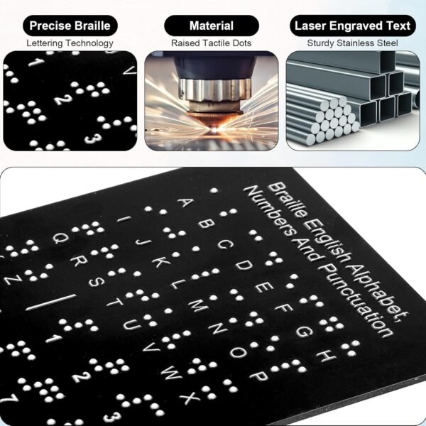 Braille Alphabet Board with Raised Dots, Numbers & Punctuation Learning Braille for Beginners Education Gifts Braille Teaching Aids Tools for Kids Adults Blind Visually Impaired (7.5 x 5 Inch) - Image 5