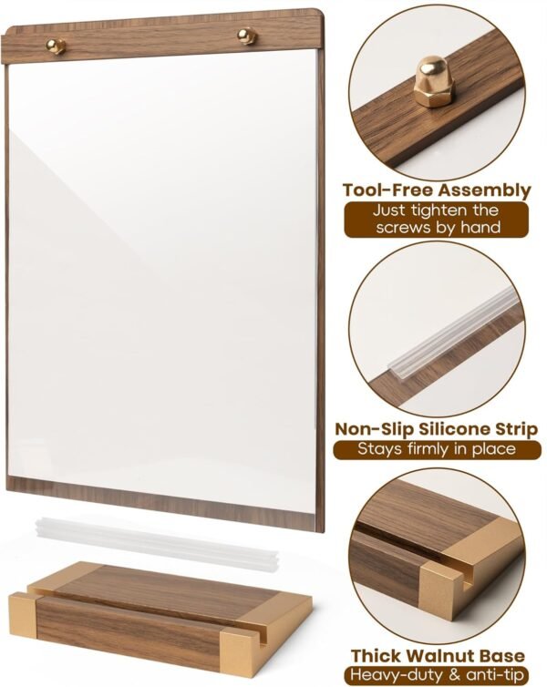 3Pack Acrylic Sign Holders 8.5 x 11 with Walnut Wood Base, Tabletop Clear Commercial Display Stand for Menu, Poster, Flyer, Table Paper Frame for Restaurant/Office/Coffee Shop Store Bar/Wedding/Hotel - Image 6
