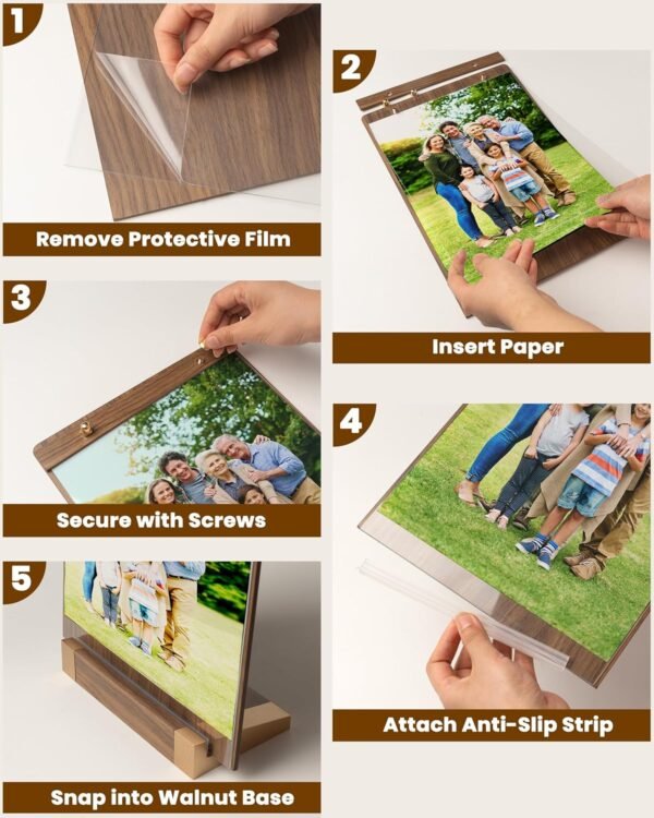 3Pack Acrylic Sign Holders 8.5 x 11 with Walnut Wood Base, Tabletop Clear Commercial Display Stand for Menu, Poster, Flyer, Table Paper Frame for Restaurant/Office/Coffee Shop Store Bar/Wedding/Hotel - Image 8